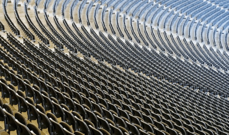 Many seats in a stadium